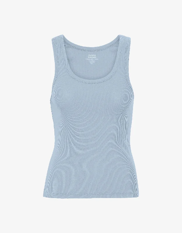 Women Organic Rib Tank Top - Powder Blue chic tank top