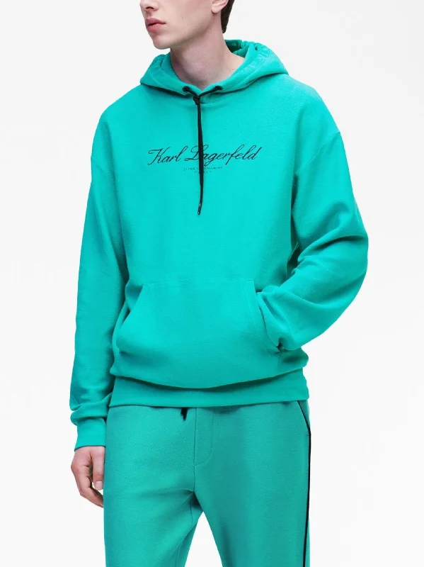 Karl Lagerfeld Sw236039 Hoodie Green Hoodie with Cropped Fit Short Trendy