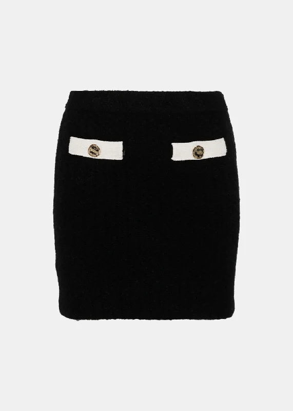 Black Knitted Mini Skirt wrap skirt elegant