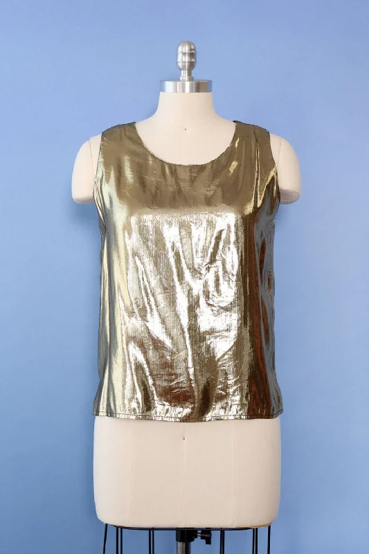 1980s Liquid Gold Lamé Tank M sheer tank top