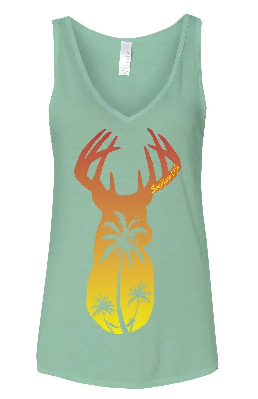 Mint Sunset Deer Tank solid color tank