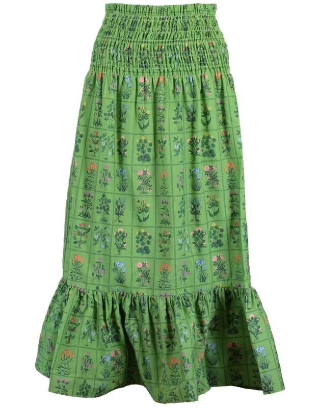Gridded Garden Green Artie Skirt high slit skirt