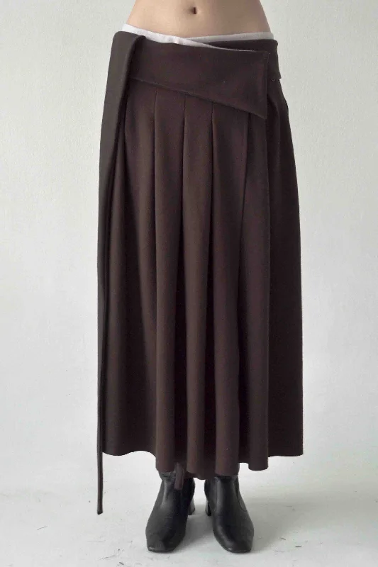 Barra Pleated Skirt Brown Grey chiffon skirt flowing