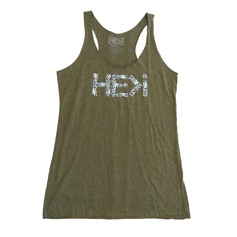 WOMEN'S TIARE LOGO TANK IN MILITARY GREEN bright tank top