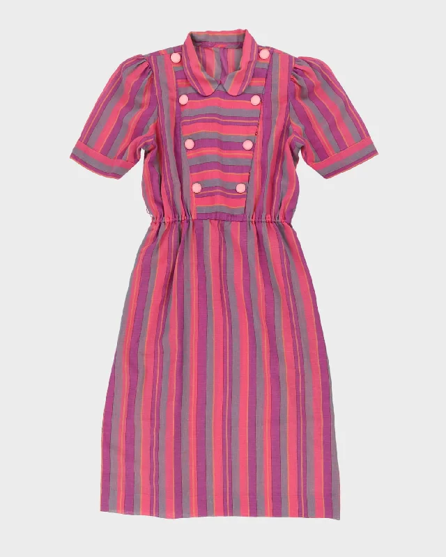 Vintage 1980s Pink Striped Tea Dress - M Tunics Chinos classic