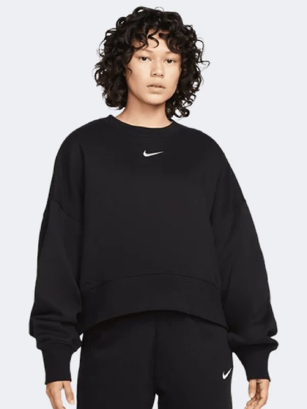 Nike Sportswear Phoenix Fleece Women Lifestyle Sweatshirt Black/Sail Hoodie with Ribbed Cuffs Snug Fit Comfort Nike Sportswear Phoenix Fleece Women Lifestyle Sweatshirt Black/Sail Hoodie with Ribbed Cuffs Snug Fit Comfort
