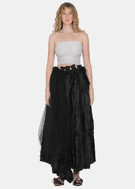 Black Mixed Silk Skirt lightweight skirt design