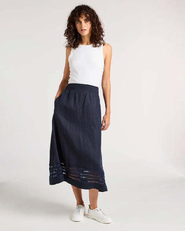 Daisy Skirt in Navy YT25S9556 by Yarra Trail cashmere skirt plush