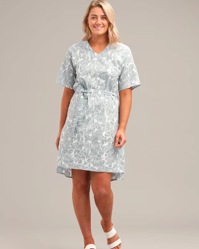 COTTON TIE WAIST DRESS Boatneck Modish Everyday