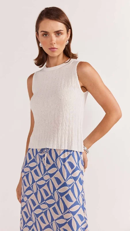 Staple the Label Nola Knit Tank - White chic tank top