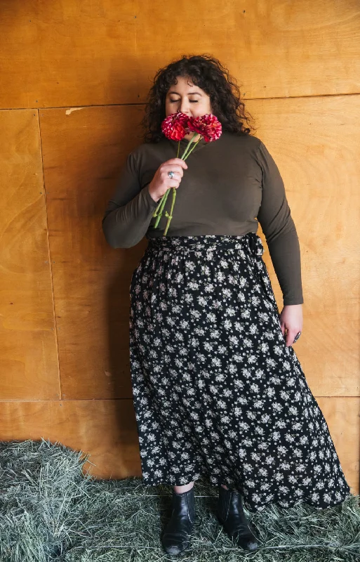 Maxi Wrap Skirt in Rose Crepe denim skirt trendy