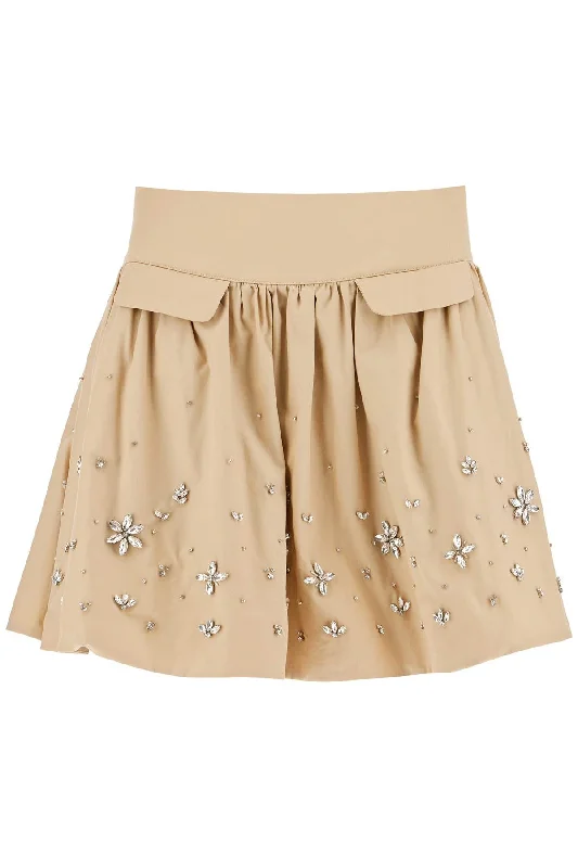 Poplin Mini Skirt With Crystal silk skirt elegant