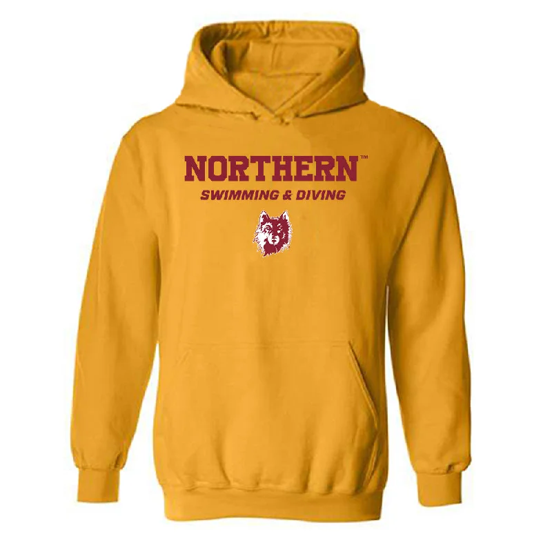 NSU - NCAA Women's Swimming & Diving : Haley Osborne - Gold Classic Hooded Sweatshirt Hoodie with Rolled Sleeves Casual Relaxed