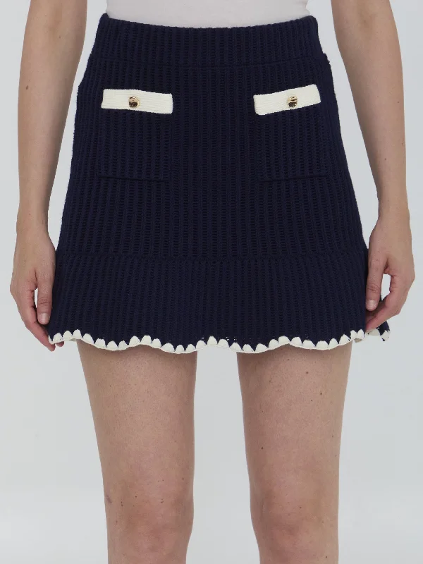 Crochet Miniskirt wool skirt thick