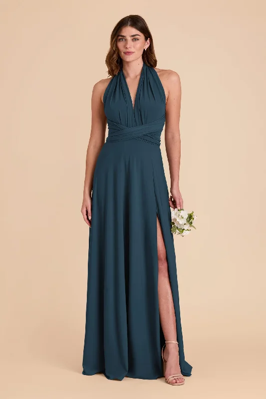 Willow Convertible Dress Luxe Knit - Dark Teal Crew Neckline Casual