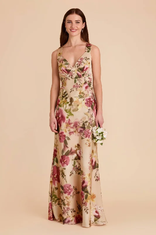 Veronica Matte Satin Dress - Hazelnut Moody Blooms Tunics Occasion special