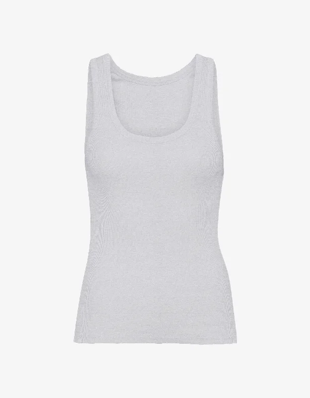 Women Organic Rib Tank Top - Heather Grey cropped tank top