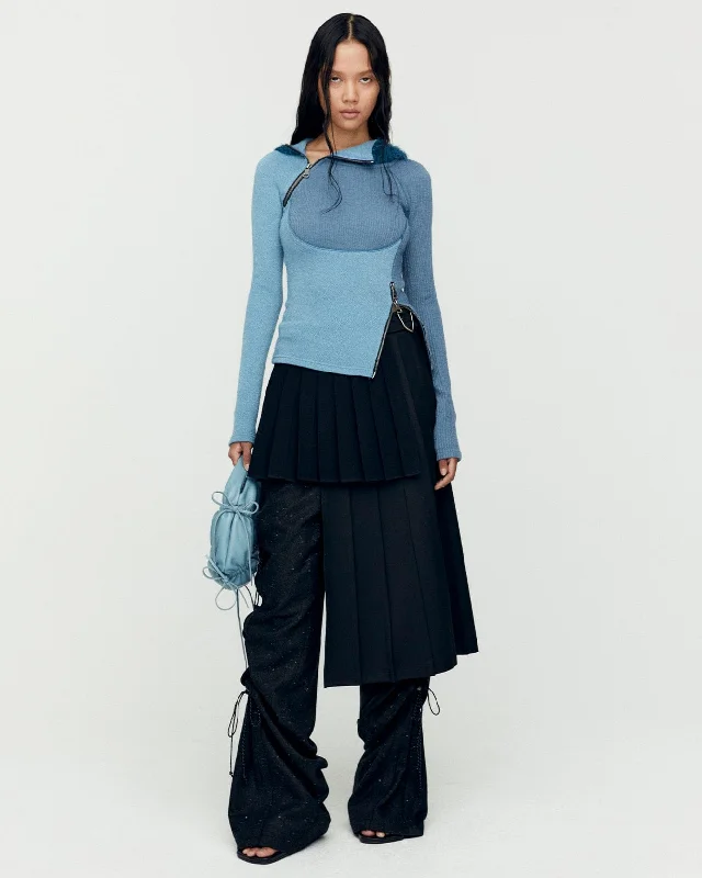 DOUBLE PLEATED WRAP SKIRT apa772w(BLACK) athletic skirt fit