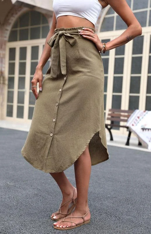 Women's Fashion Irregular High Waist Skirt silk skirt elegant