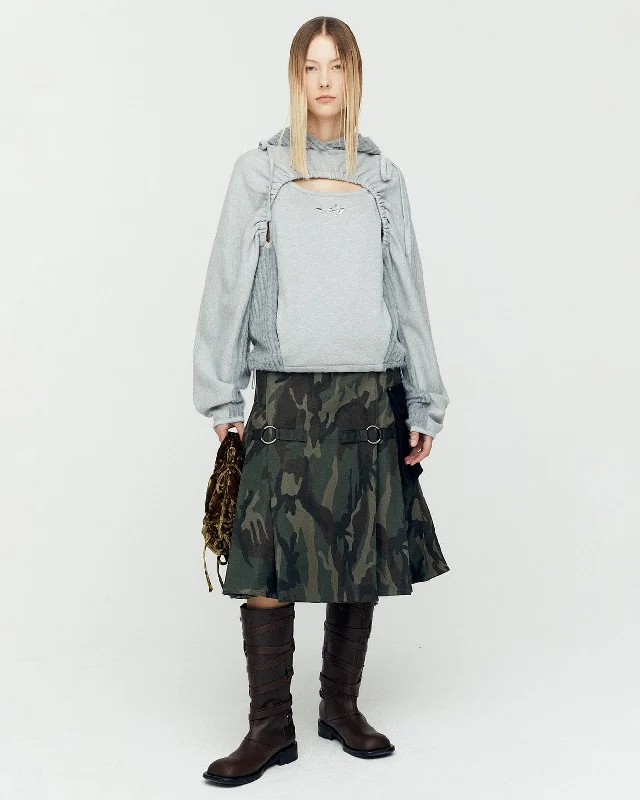 UNISEX CAMOUFLAGE CARGO POCKET KILT SKIRT apa756u(GREEN) high slit skirt