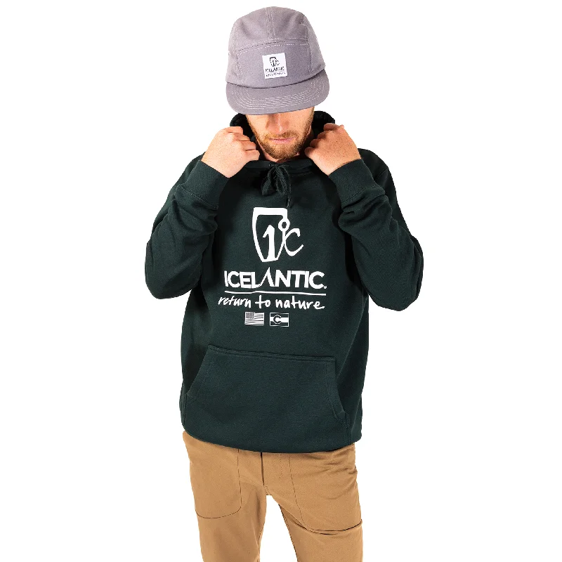 Icelantic Logo Hoodie - Pine Green Hoodie with Elastic Waist Stretchable Comfortable Icelantic Logo Hoodie - Pine Green Hoodie with Elastic Waist Stretchable Comfortable