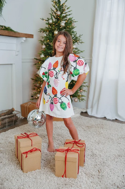 Queen of Sparkles White Christmas Dress Youth Tunics Versatile all-occasion