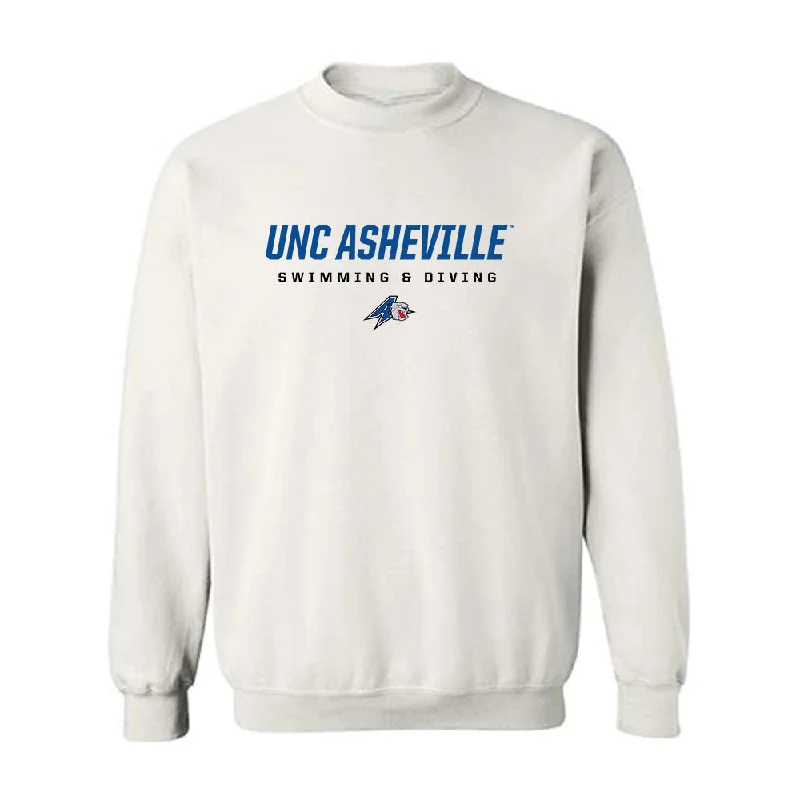 UNC Asheville - NCAA Women's Swimming & Diving : Haley Fein - White Classic Sweatshirt Hoodie with Batwing Sleeves Loose Dramatic