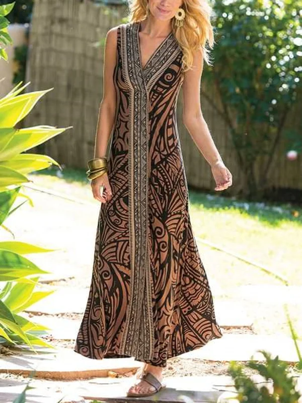 Exotic V-Neck Sleeveless Long Dress Tunics Occasion special