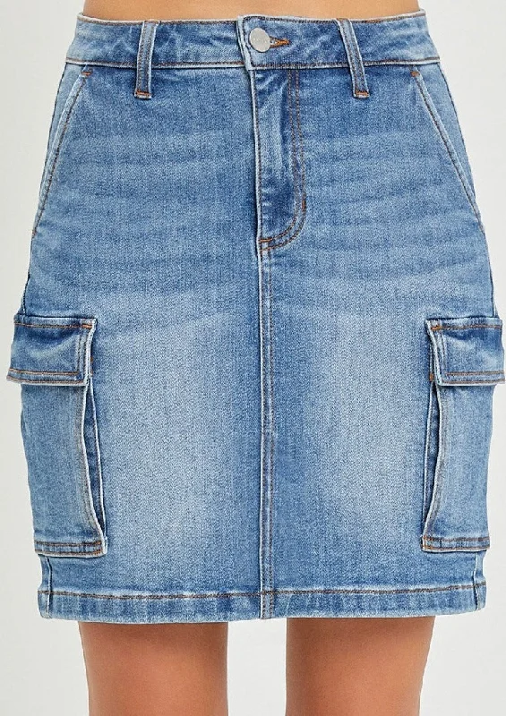 hirise denim cargo skirt velvet skirt rich