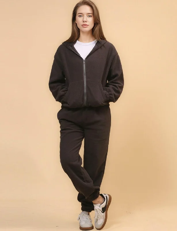 Ladies Fleece Hoodie Top and Pants Set SKST4707 Hoodie with Hem Detail Decorative Unique Ladies Fleece Hoodie Top and Pants Set SKST4707 Hoodie with Hem Detail Decorative Unique