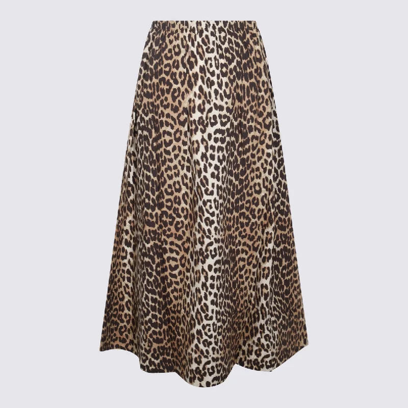 Ganni Skirts Brown silk skirt lustrous