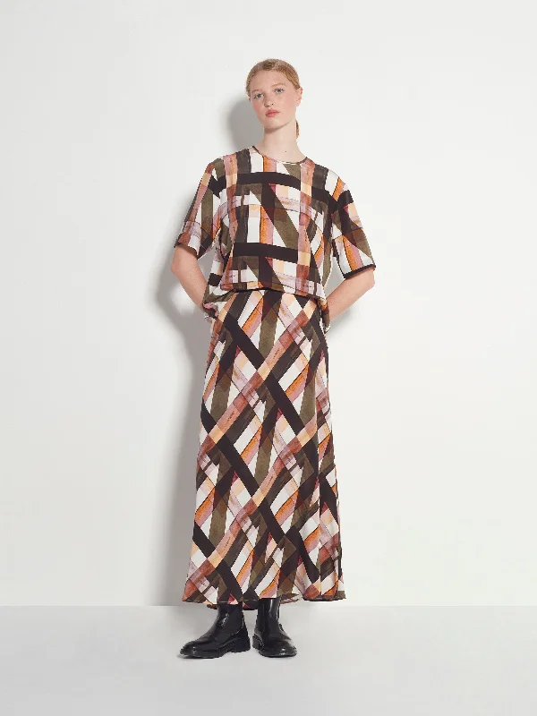 Em Skirt (Geo Maze Silk CDC) Painterly modal blend skirt