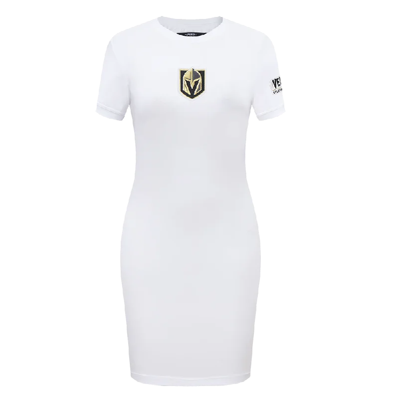 NHL VEGAS GOLDEN KNIGHTS CLASSIC WOMEN'S BODY CON DRESS (WHITE) Tunics Handmade artisanal NHL VEGAS GOLDEN KNIGHTS CLASSIC WOMEN'S BODY CON DRESS (WHITE) Tunics Handmade artisanal