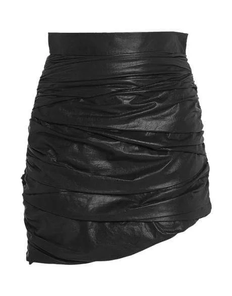 Black Draped Mini Leather Skirt denim skirt classic