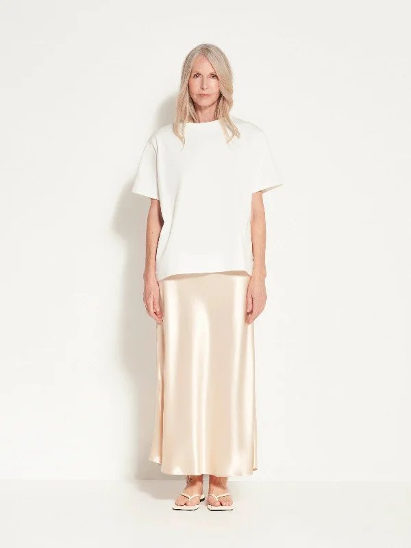 Em Skirt (Polished Satin) Pearl Shine linen skirt natural
