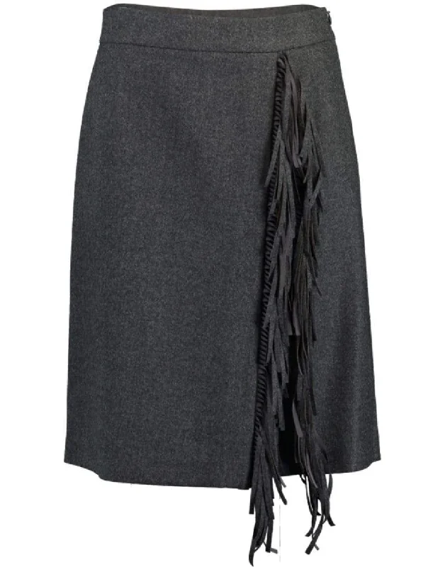 Wool Flannel Fringe Skirt lace skirt intricate