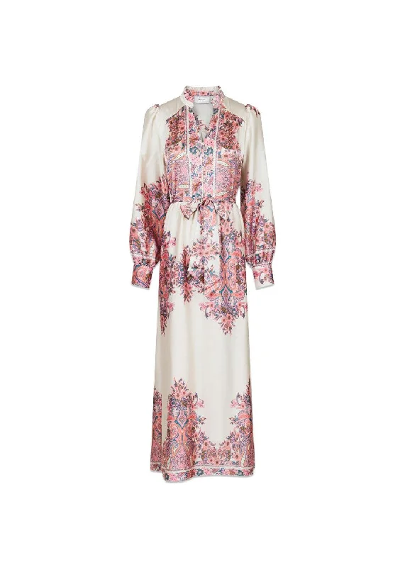 Nova Paisley Border Dress - Light Pink Floral Print girly