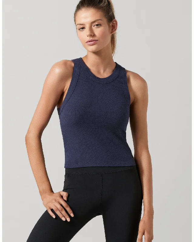 Lilybod Harmony Rib Tank -  Navy long tank top