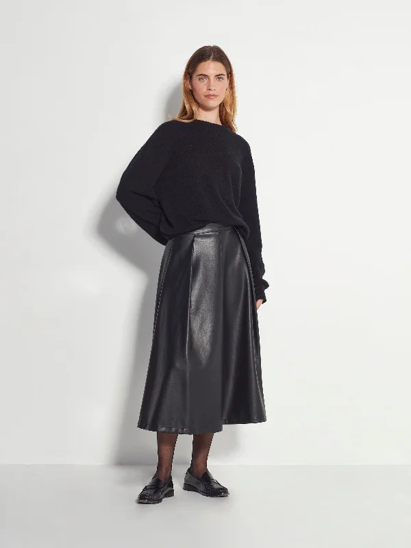 Salem Skirt (Faux Leather) Black a-line skirt cut