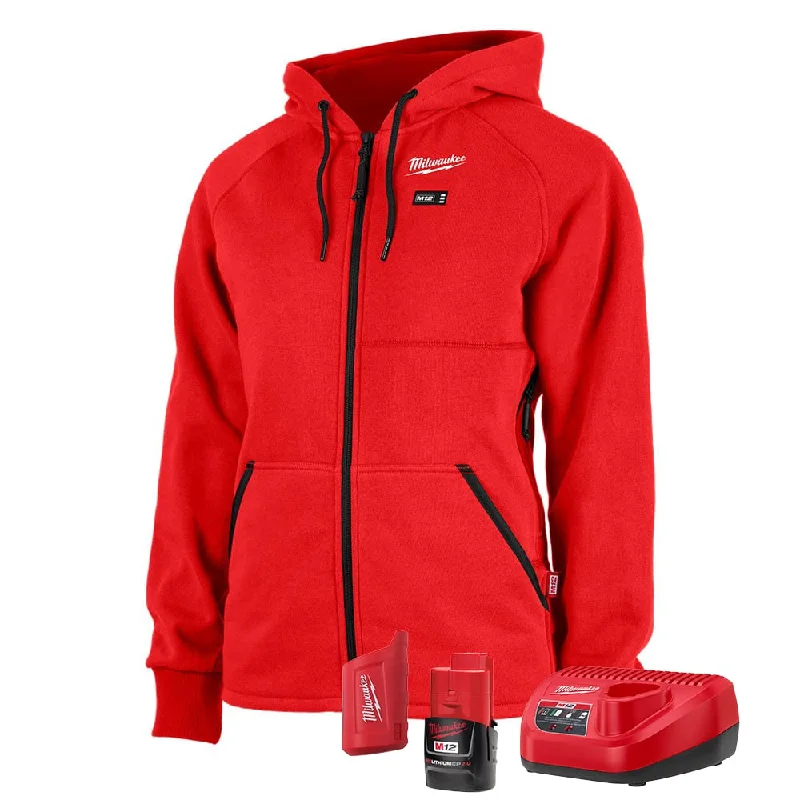 Milwaukee 336R-21 M12 Red Heated Women's Hoodie Kit Hoodie with Zipper Placket Modern Functional