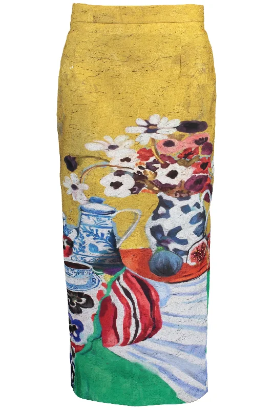 Printed Slim Skirt, Back Zip boho skirt vibe