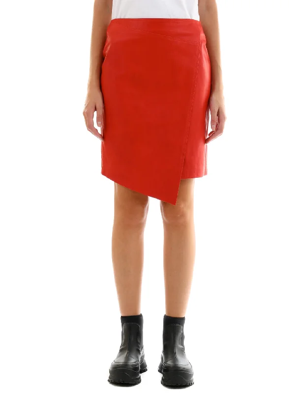 Leather Miniskirt Red corduroy skirt cozy
