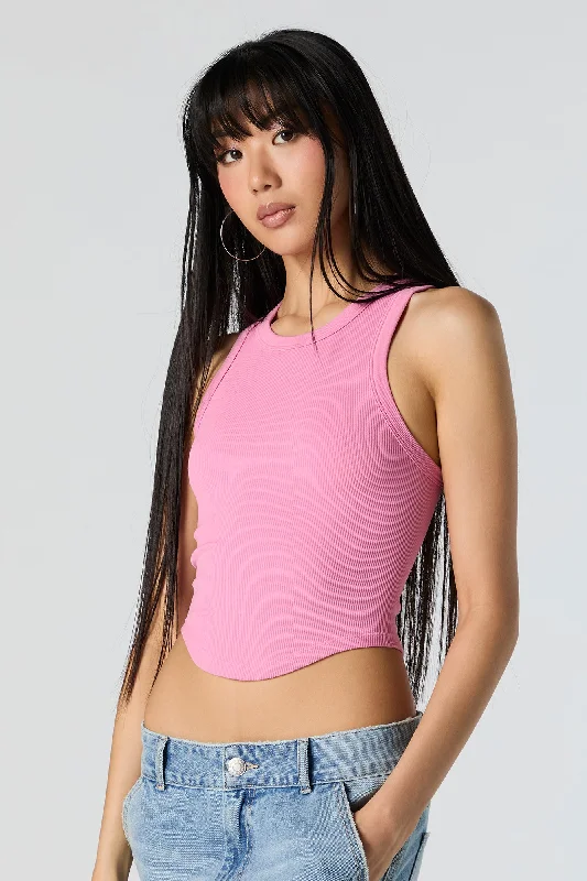 Seamless Ribbed Crop Tank workout tank top