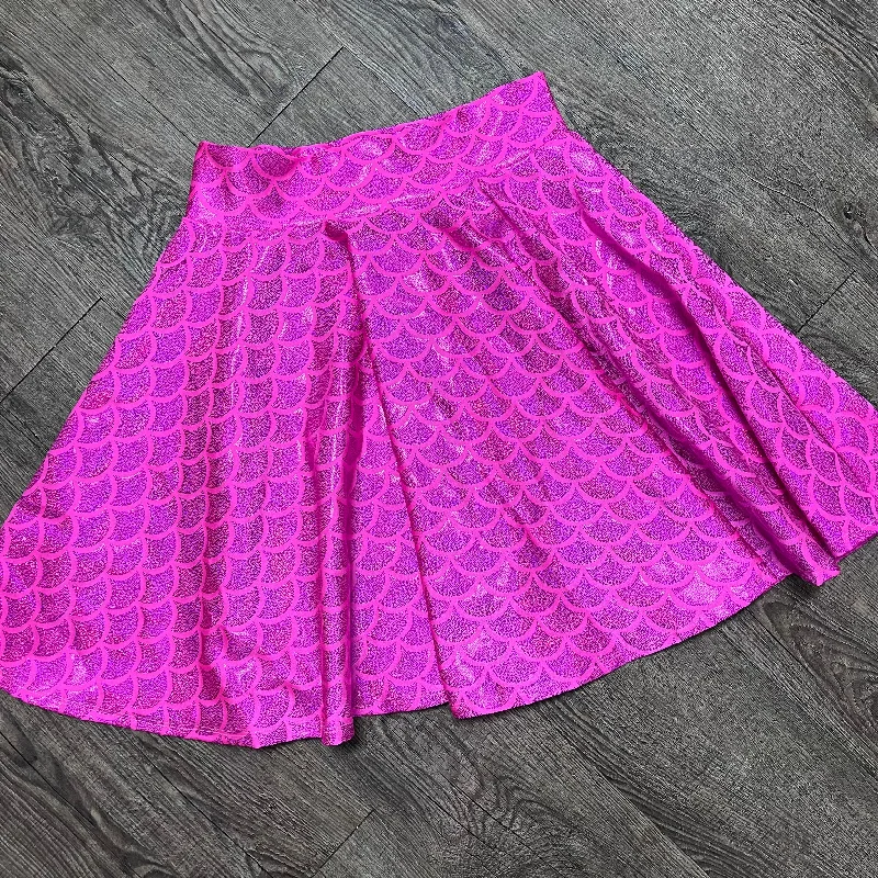 SALE - 19" Skater Skirt in Hot Pink Mermaid leather skirt bold