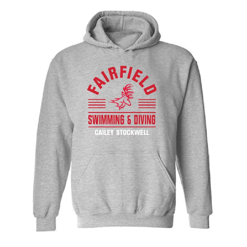 Fairfield - NCAA Women's Swimming & Diving : Cailey Stockwell - Hooded Sweatshirt Classic Fashion Shersey Hoodie with Monochrome Minimalist Simple Fairfield - NCAA Women's Swimming & Diving : Cailey Stockwell - Hooded Sweatshirt Classic Fashion Shersey Hoodie with Monochrome Minimalist Simple