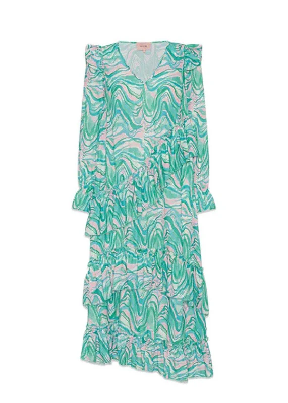 Mabel Dress - Green Swirl Art Print Tunics Sophisticated sleek