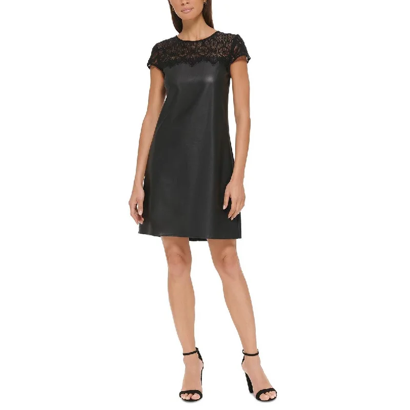Womens Lace Trim Knee-Length Shift Dress Tunics Exclusive limited