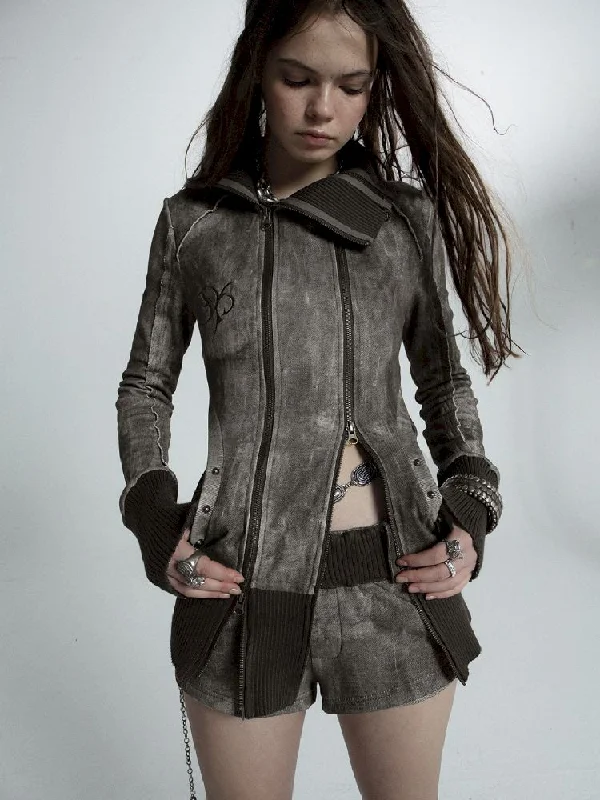 Shoulder Patchwork Sweatshirt Shorts Set【s0000010532】 Hoodie with Tied Waist Feminine Flattering Shoulder Patchwork Sweatshirt Shorts Set【s0000010532】 Hoodie with Tied Waist Feminine Flattering