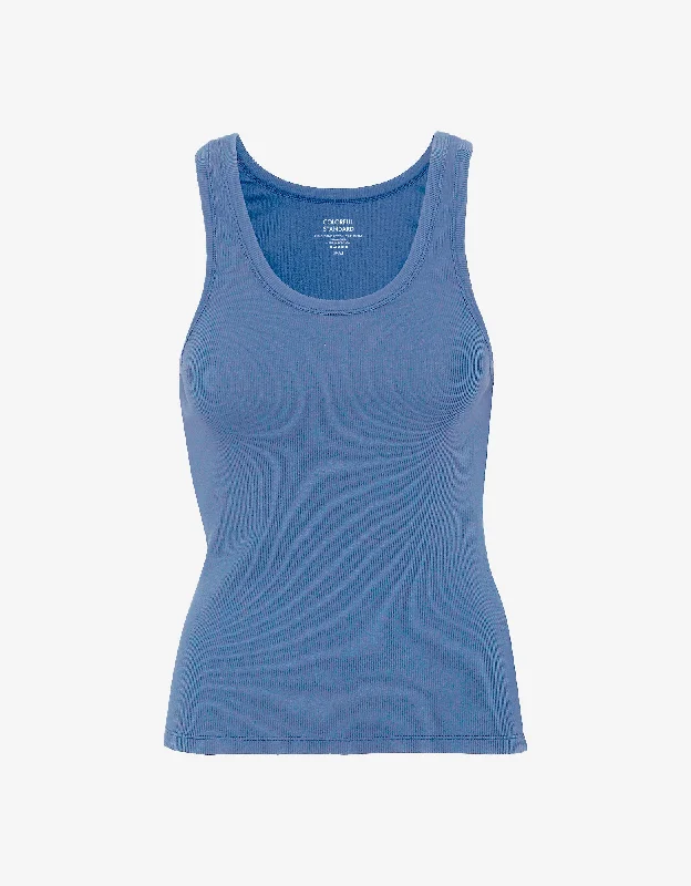 Women Organic Rib Tank Top - Sky Blue comfortable tank top