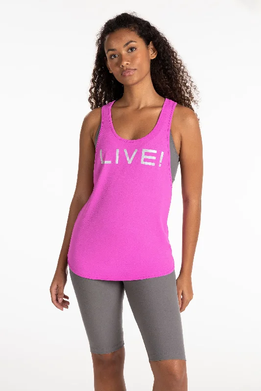 LIVE! Holographic Basic Tank Pink October silver tank top